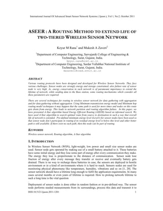ASEER: Energy-Efficient A-Star Routing to Extend Wireless Sensor ...