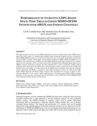 PERFORMANCE OF ITERATIVE LDPC-BASED SPACE-TIME TRELLIS CODED MIMO-OFDM ...