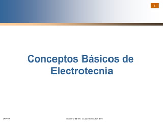 24/09/14 1012-00-G-PP-001- ELECTROTECNÍA RV0 
1 
Conceptos Básicos de 
Electrotecnia 
 