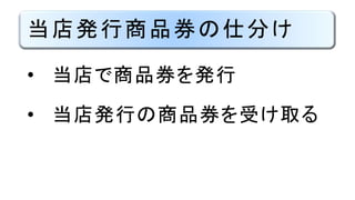 当店発行商品券の仕分け
• 当店で商品券を発行
• 当店発行の商品券を受け取る
 