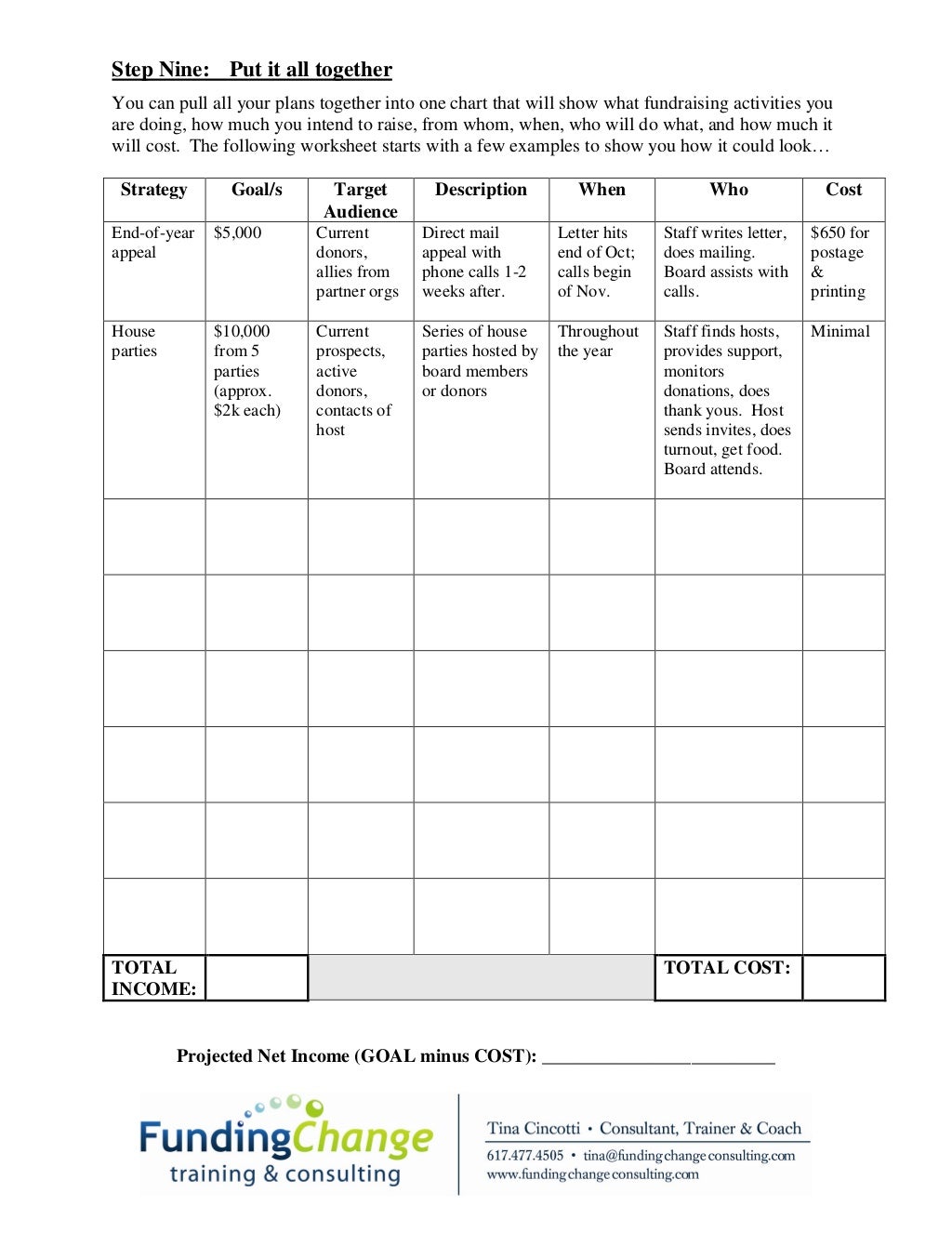 Fundraising Planning Worksheet