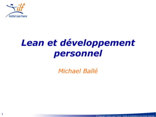 Lean et  développement  personnel Michael Ballé 