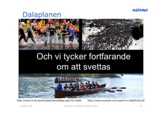 nsieme
    Dalaplanen




http://www.w.lst.se/template/NewsPage.aspx?id=5664             http://www.youtube.com/watch?v=DgtDfzUIuUE

  Oktober 2010                      lite färsk omvärldsinfo /petter kolseth                          25
 
