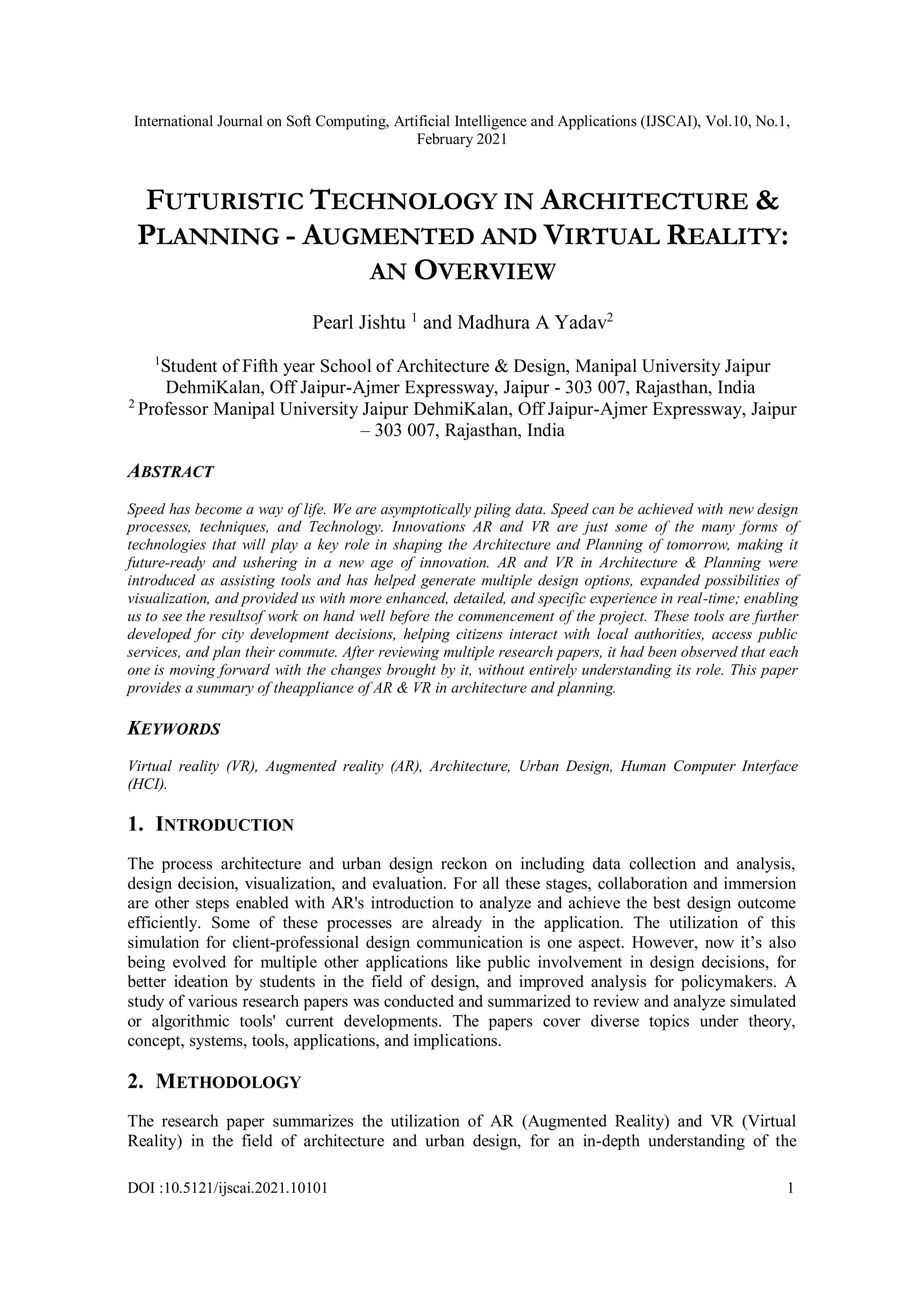 FUTURISTIC TECHNOLOGY IN ARCHITECTURE & PLANNING - AUGMENTED AND ...