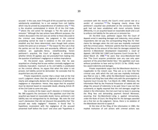 39
accused. In this case, even if the guilt of the accused has not been
satisfactorily established, he is not exempt from civil liability
which may be proved by preponderance of evidence only.[15]
This
is the situation contemplated in Article 29 of the Civil Code,
[16]
where the civil action for damages is “for the same act or
omission.” Although the two actions have different purposes, the
matters discussed in the civil case are similar to those discussed in
the criminal case. However, the judgment in the criminal
proceeding cannot be read in evidence in the civil action to
establish any fact there determined, even though both actions
involve the same act or omission.[17]
The reason for this rule is that
the parties are not the same and secondarily, different rules of
evidence are applicable. Hence, notwithstanding herein
petitioner’s acquittal, the Court of Appeals in determining
whether Article 29 applied, was not precluded from looking into
the question of petitioner’s negligence or reckless imprudence.
On the second issue, petitioner insists that he was
acquitted on a finding that he was neither criminally negligent nor
recklessly imprudent. Inasmuch as his civil liability is predicated
on the criminal offense, he argues that when the latter is not
proved, civil liability cannot be demanded. He concludes that his
acquittal bars any civil action.
Private respondents counter that a closer look at the trial
court’s judgment shows that the judgment of acquittal did not
clearly and categorically declare the non-existence of petitioner’s
negligence or imprudence. Hence, they argue that his acquittal
must be deemed based on reasonable doubt, allowing Article 29
of the Civil Code to come into play.
Our scrutiny of the lower court’s decision in Criminal Case
No. 066 supports the conclusion of the appellate court that the
acquittal was based on reasonable doubt; hence, petitioner’s civil
liability was not extinguished by his discharge. We note the trial
court’s declaration that did not discount the possibility that “the
accused was really negligent.” However, it found that “a
hypothesis inconsistent with the negligence of the accused
presented itself before the Court” and since said “hypothesis is
consistent with the record…the Court’s mind cannot rest on a
verdict of conviction.”[18]
The foregoing clearly shows that
petitioner’s acquittal was predicated on the conclusion that his
guilt had not been established with moral certainty. Stated
differently, it is an acquittal based on reasonable doubt and a suit
to enforce civil liability for the same act or omission lies.
On the third issue, petitioner argues that the Court of
Appeals erred in awarding damages and indemnity, since private
respondents did not pay the corresponding filing fees for their
claims for damages when the civil case was impliedly instituted
with the criminal action. Petitioner submits that the non-payment
of filing fees on the amount of the claim for damages violated the
doctrine in Manchester Development Corporation v. Court of
Appeals, 149 SCRA 562 (1987) and Supreme Court Circular No. 7
dated March 24, 1988.[19]
He avers that since Manchester held
that “The Court acquires jurisdiction over any case only upon
payment of the prescribed docket fees,” the appellate court was
without jurisdiction to hear and try CA-G.R. CV No. 19240, much
less award indemnity and damages.
Private respondents argue that the Manchester doctrine is
inapplicable to the instant case. They ask us to note that the
criminal case, with which the civil case was impliedly instituted,
was filed on July 1, 1983, while the Manchester requirements as
to docket and filing fees took effect only with the promulgation of
Supreme Court Circular No. 7 on March 24, 1988. Moreover, the
information filed by the Provincial Prosecutor of Isabela did not
allege the amount of indemnity to be paid. Since it was not then
customarily or legally required that the civil damages sought be
stated in the information, the trial court had no basis in assessing
the filing fees and demanding payment thereof. Moreover,
assuming that the Manchester ruling is applied retroactively,
under the Rules of Court, the filing fees for the damages awarded
are a first lien on the judgment. Hence, there is no violation of
the Manchester doctrine to speak of.
At the time of the filing of the information in 1983, the
implied institution of civil actions with criminal actions was
 