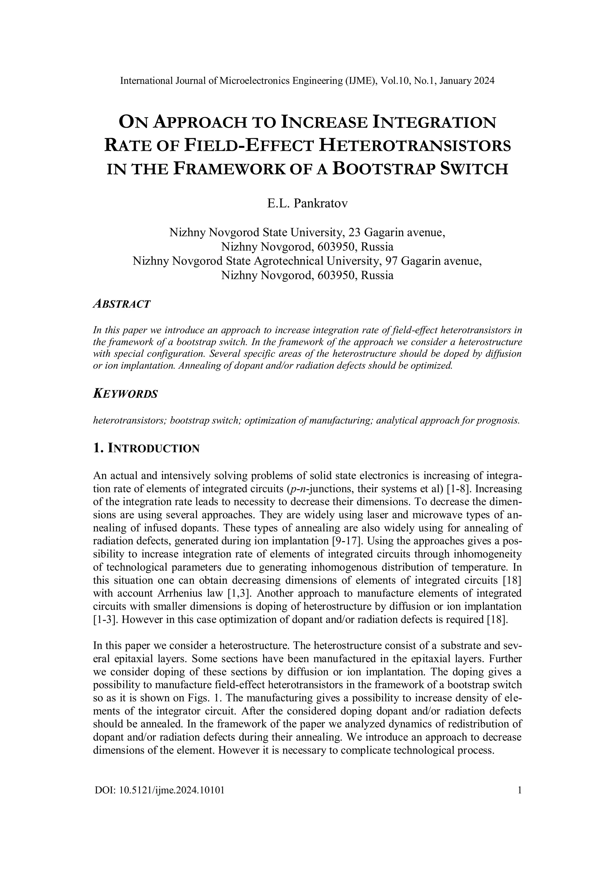 ON APPROACH TO INCREASE INTEGRATION RATE OF FIELDEFFECT