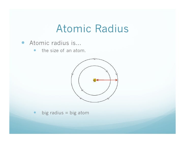 atomic table vs periodic size Review: radius? What atomic 10/12 is