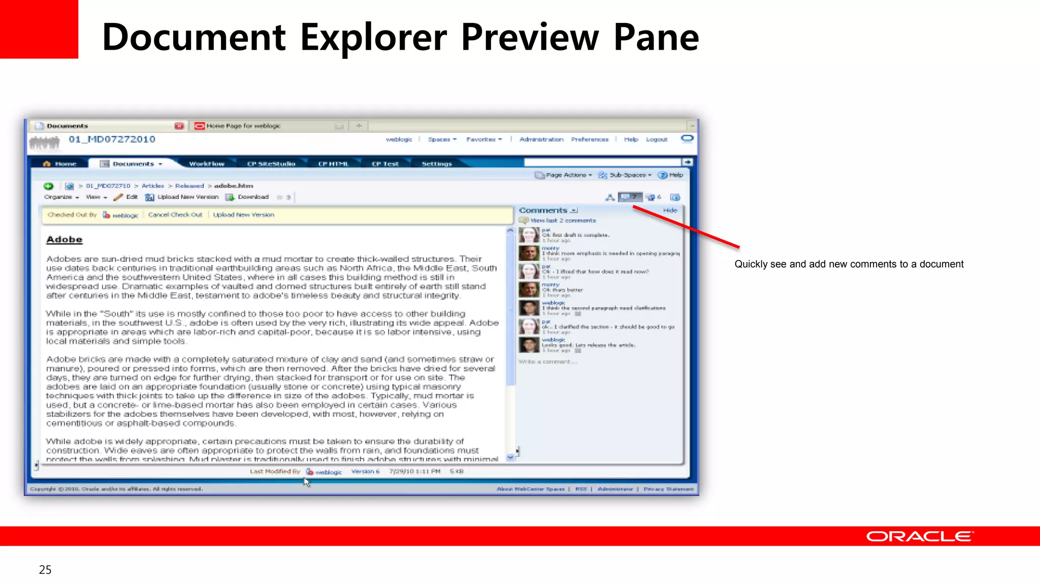 Document Explorer Preview Pane




                                      Quickly see and add new comments to a document




25
 