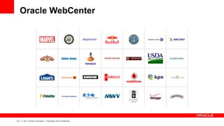 Oracle WebCenter




16   |   © 2011 Oracle Corporation – Proprietary and Confidential
 
