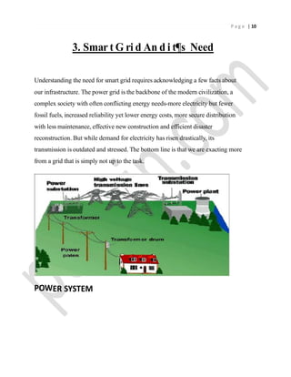 P a g e | 10
3. Smar t G ri d An d i t¶s Need
Understanding the need for smart grid requires acknowledging a few facts abo...