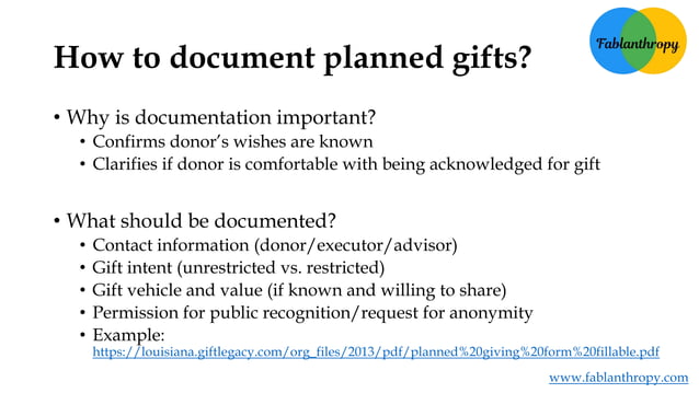 What's Your Legacy? Implementing a planned giving program | PPT