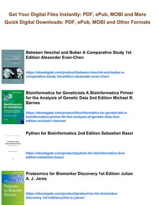 Bioinformatics for Comparative Proteomics 1st Edition Chuming Chen | PDF