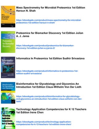 Bioinformatics for Comparative Proteomics 1st Edition Chuming Chen | PDF