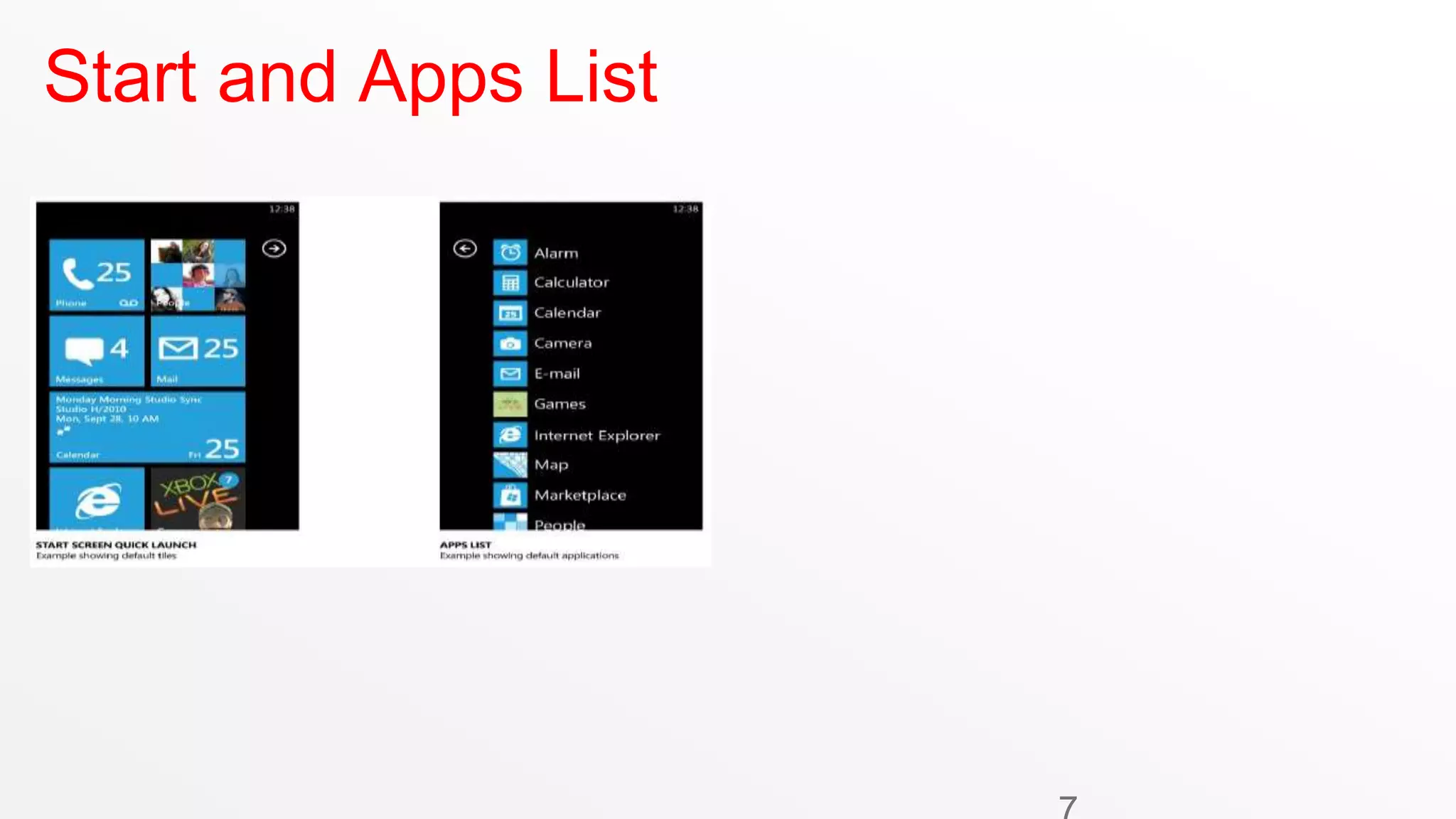 Start and Apps List
 