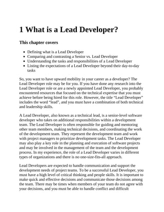 Lead Developer Career Guide - MEAP V01 Shelley Benhoff | PDF