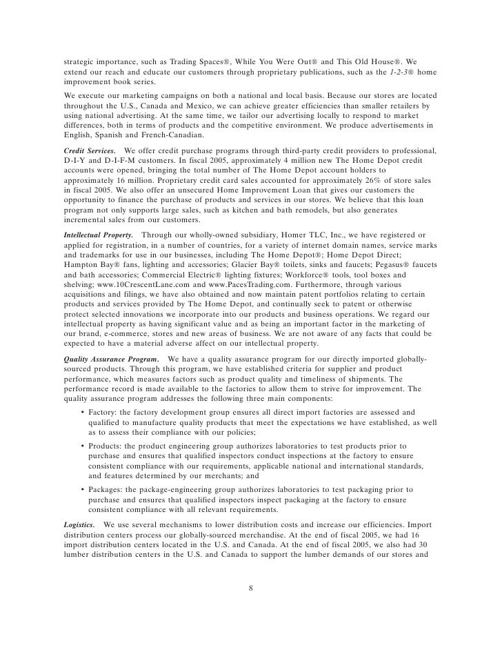 Home Depot Annual Report 2005