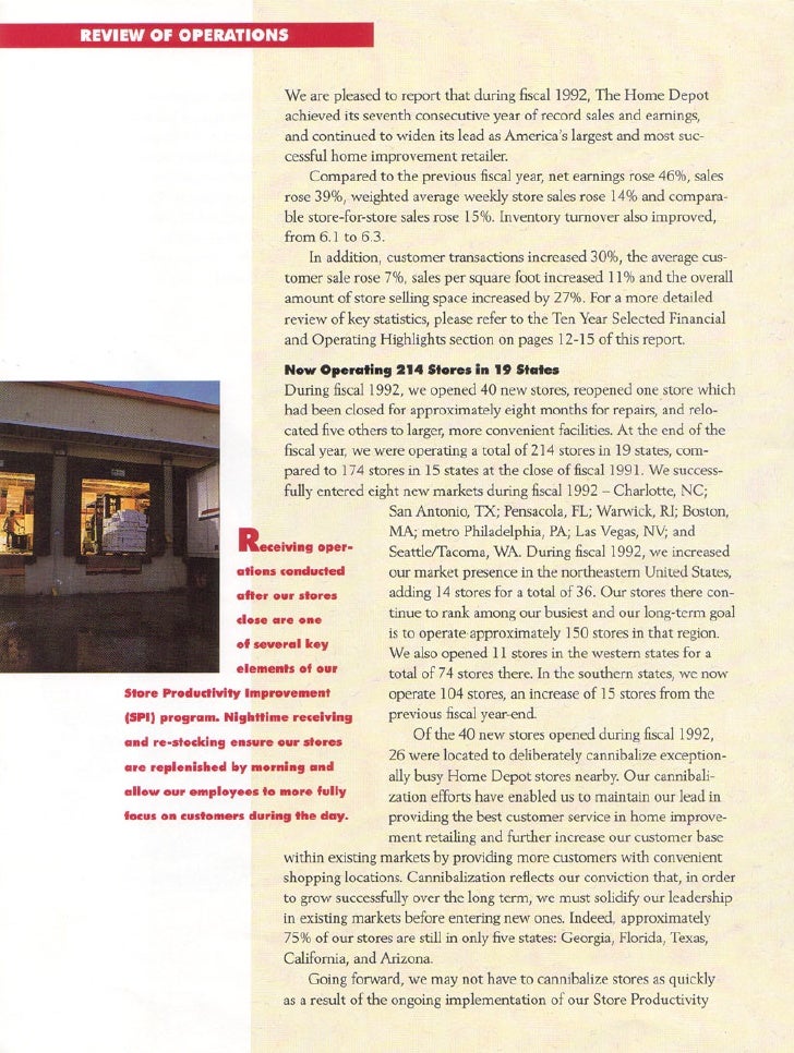 home depot Annual Report 1992
