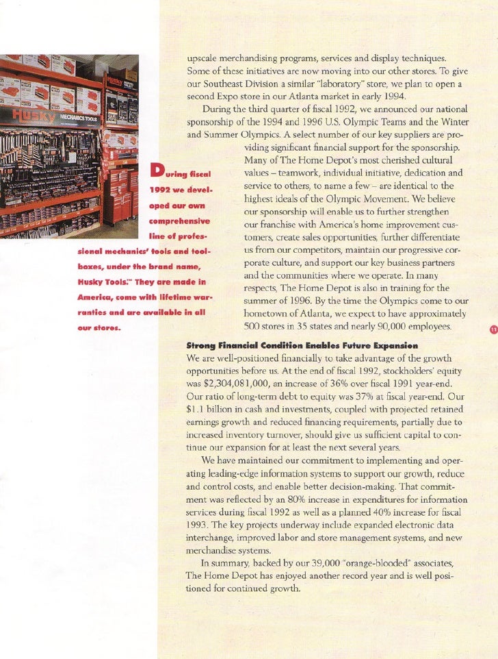 home depot Annual Report 1992