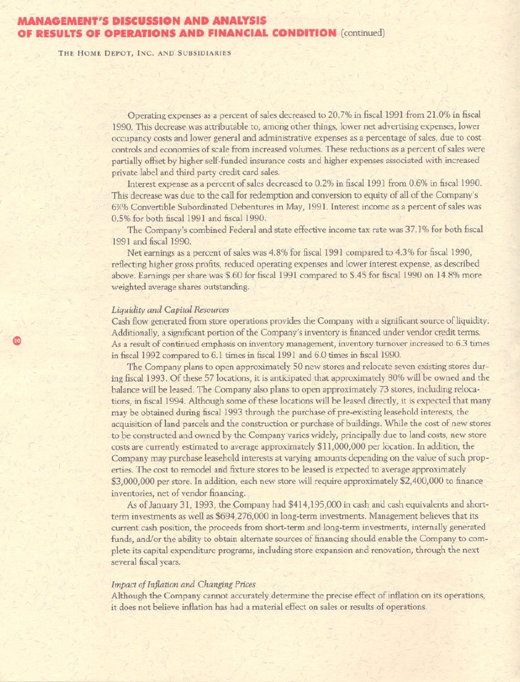 home depot Annual Report 1992