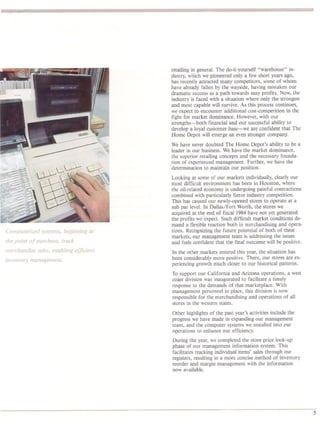 home depot Annual Report 1985