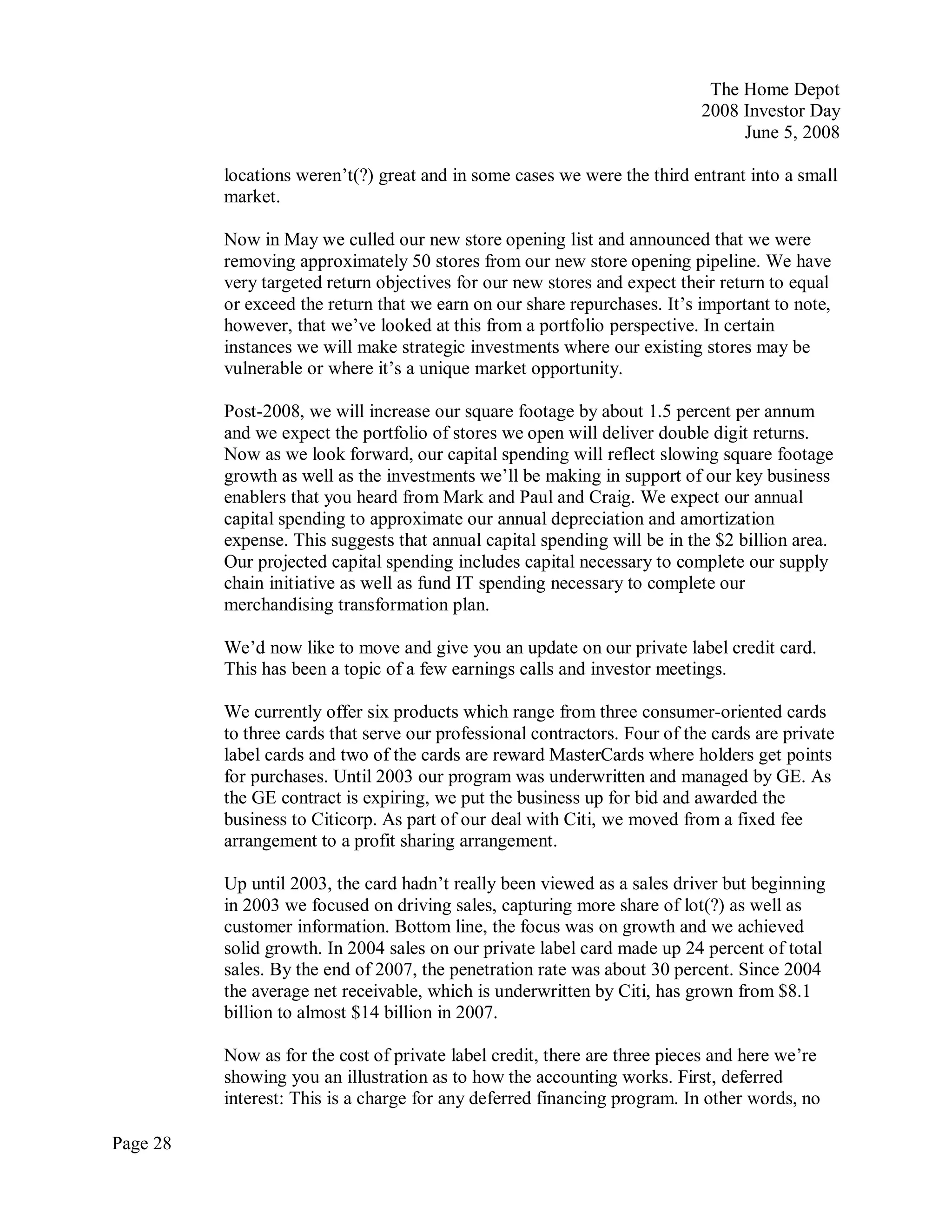 home depot Transcript