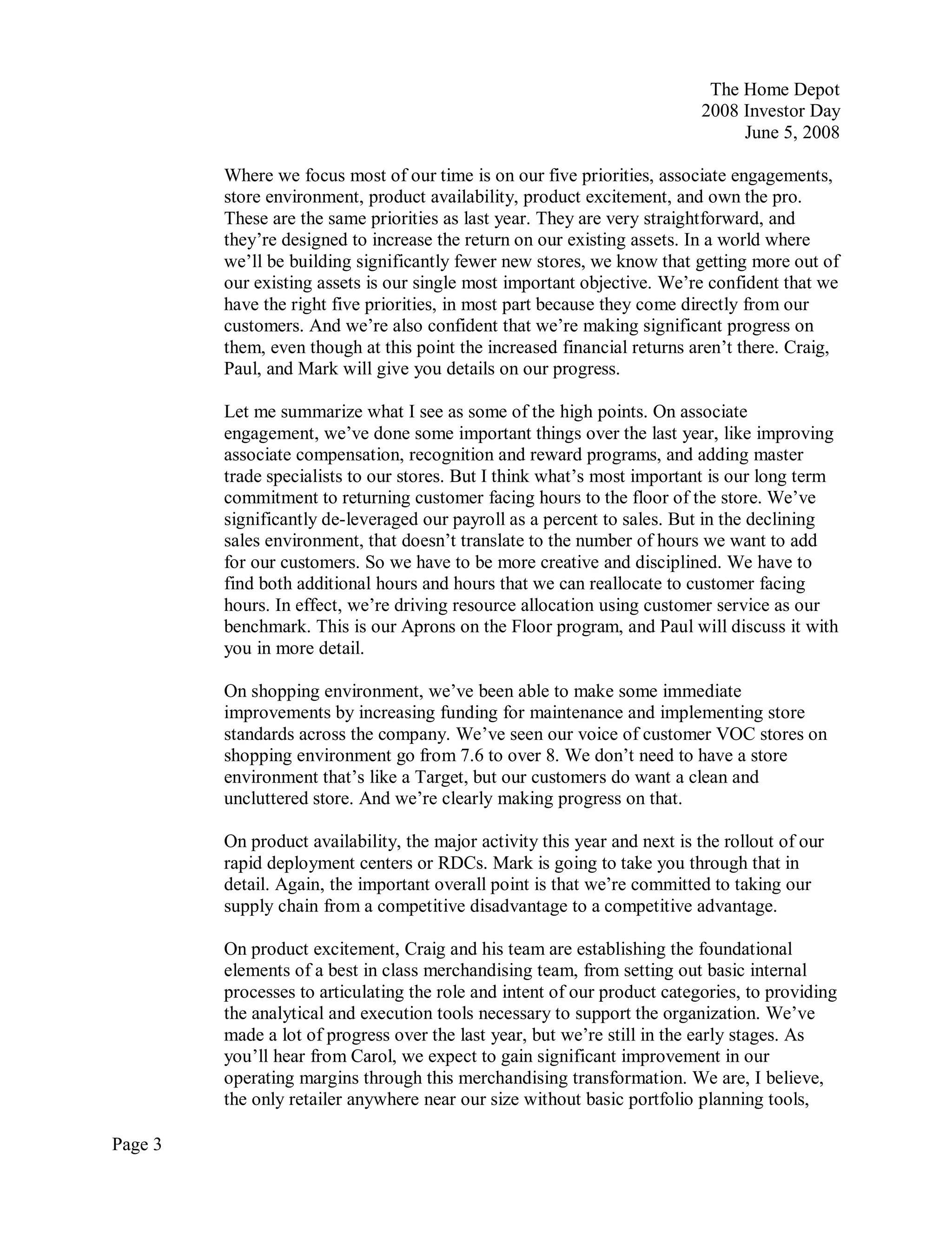 home depot Transcript