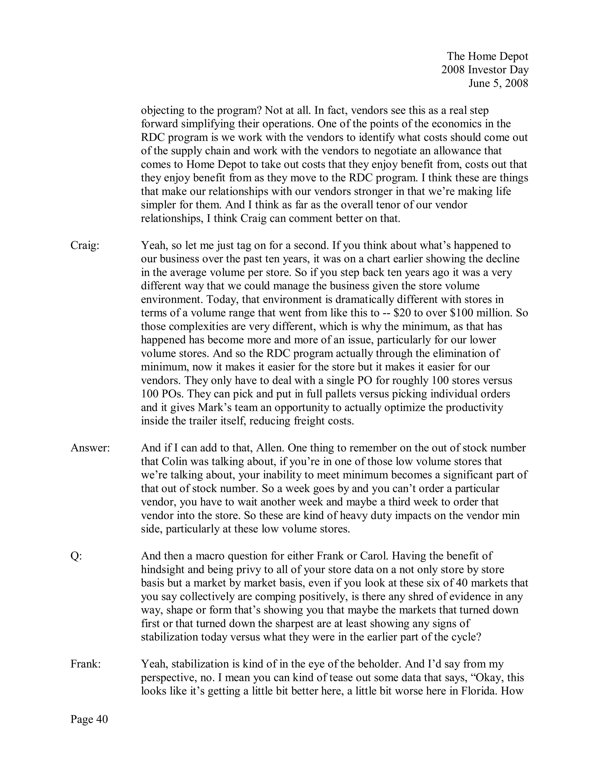 home depot Transcript