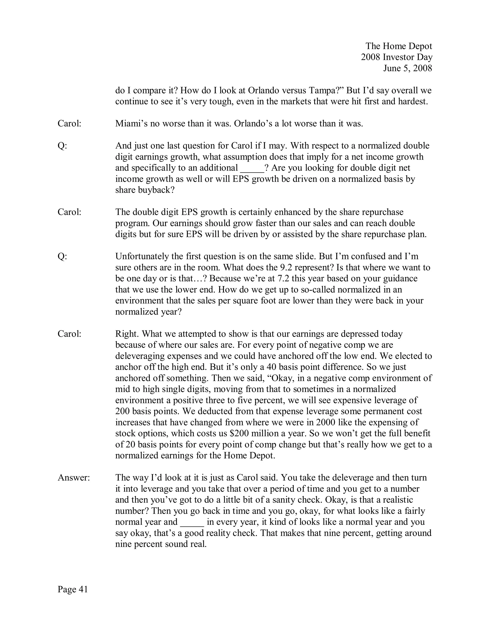 home depot Transcript