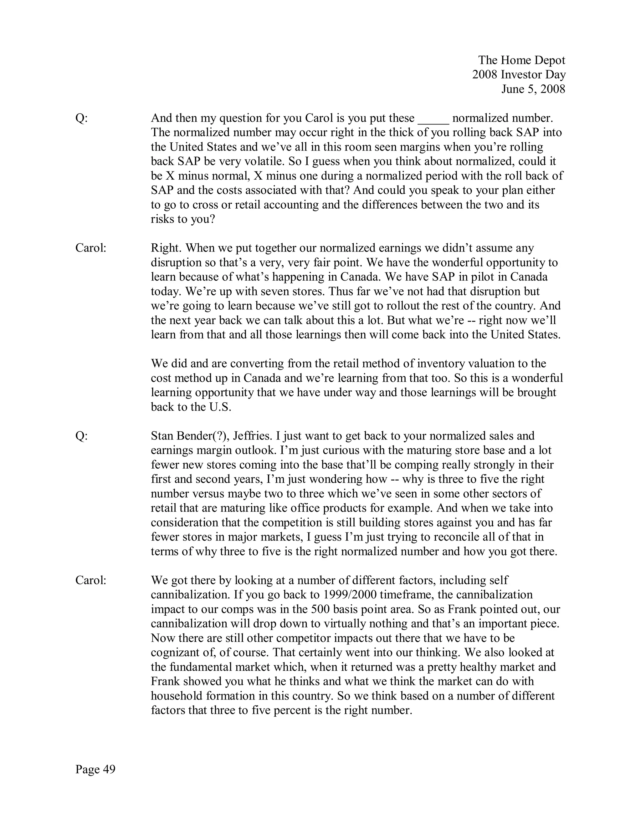 home depot Transcript