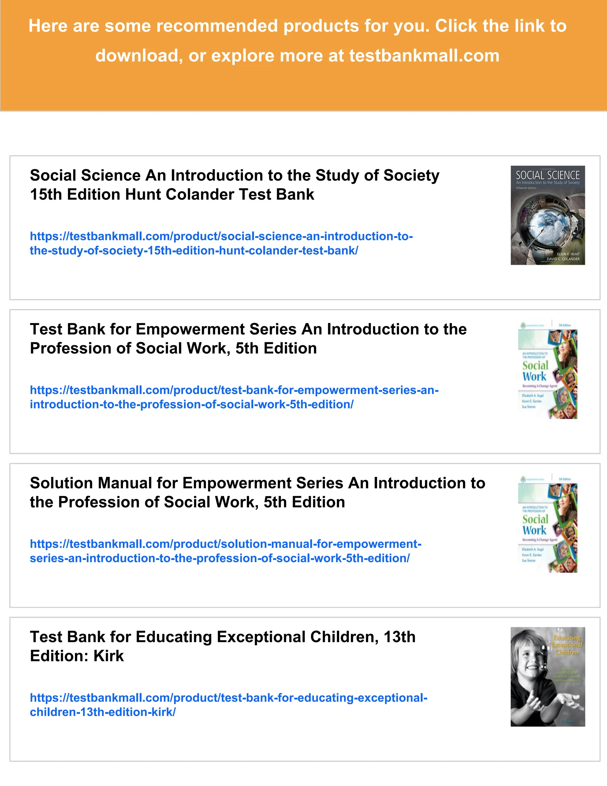 Test Bank for Social Science: An Introduction to the Study of Society ...