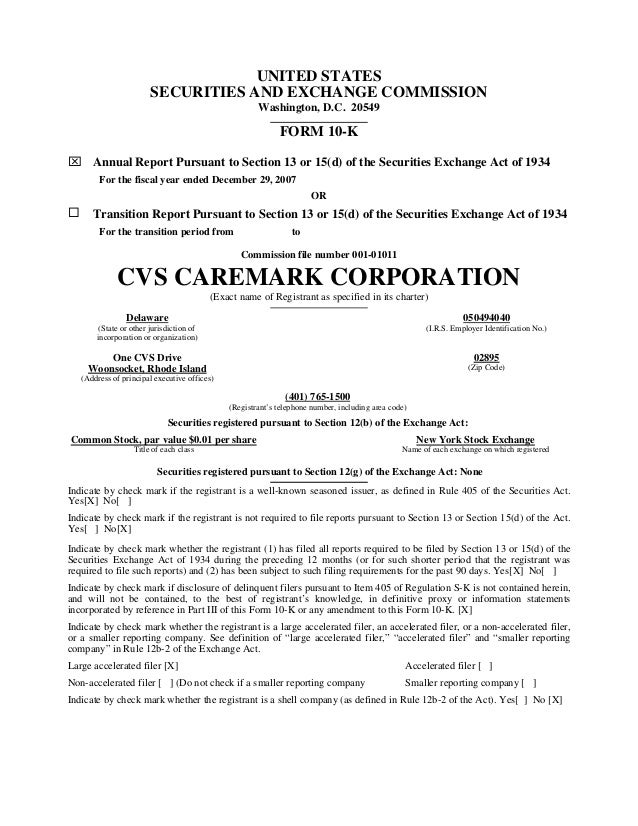 CVS CAREMARK 10K PDF