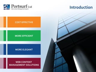 Introduction MORE EFFICIENT COST EFFECTIVE MORE ELEGANT WEB CONTENT  MANAGEMENT SOLUTIONS 