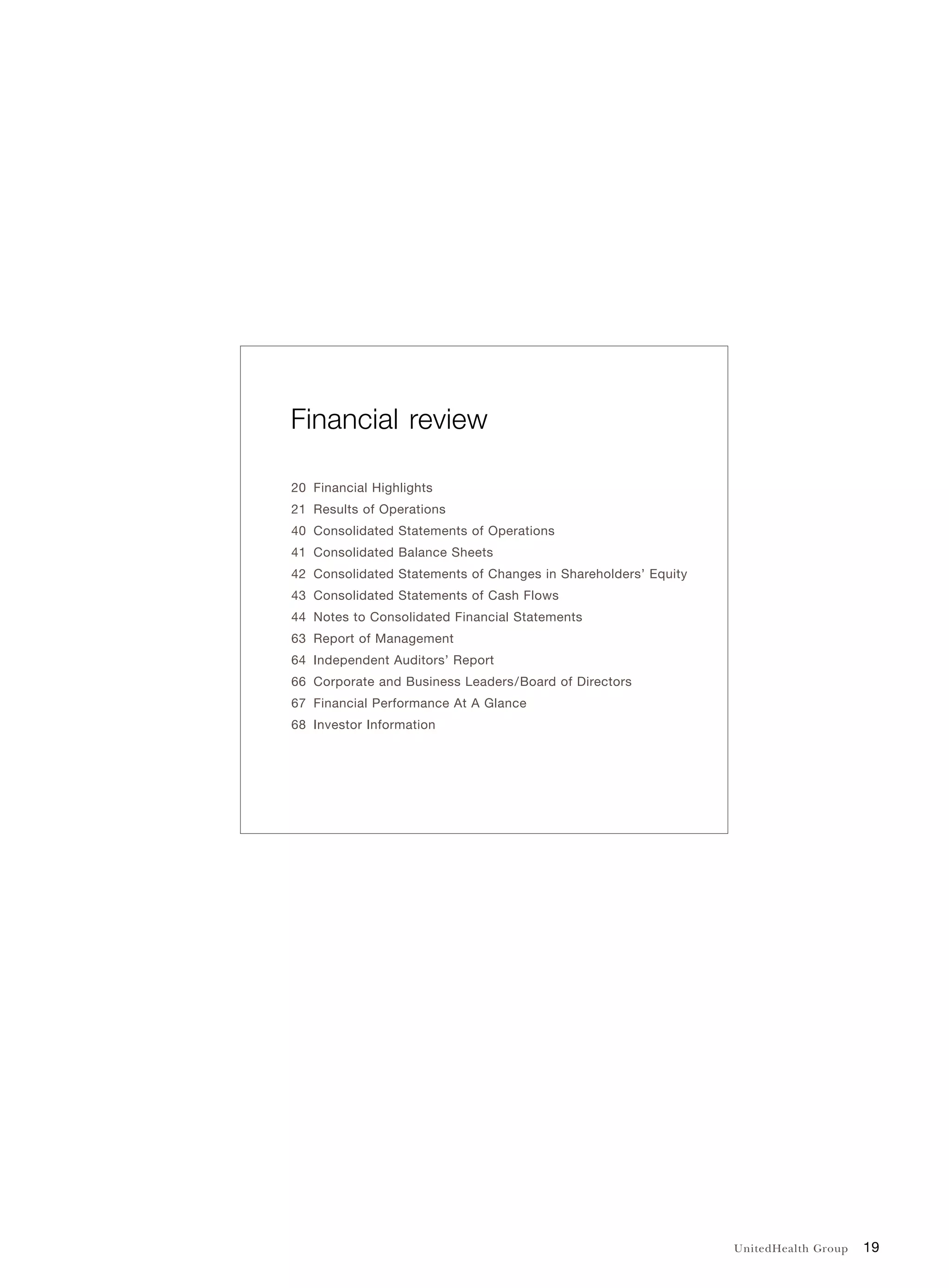 United Health Group UnitedHealth Group Financial Review