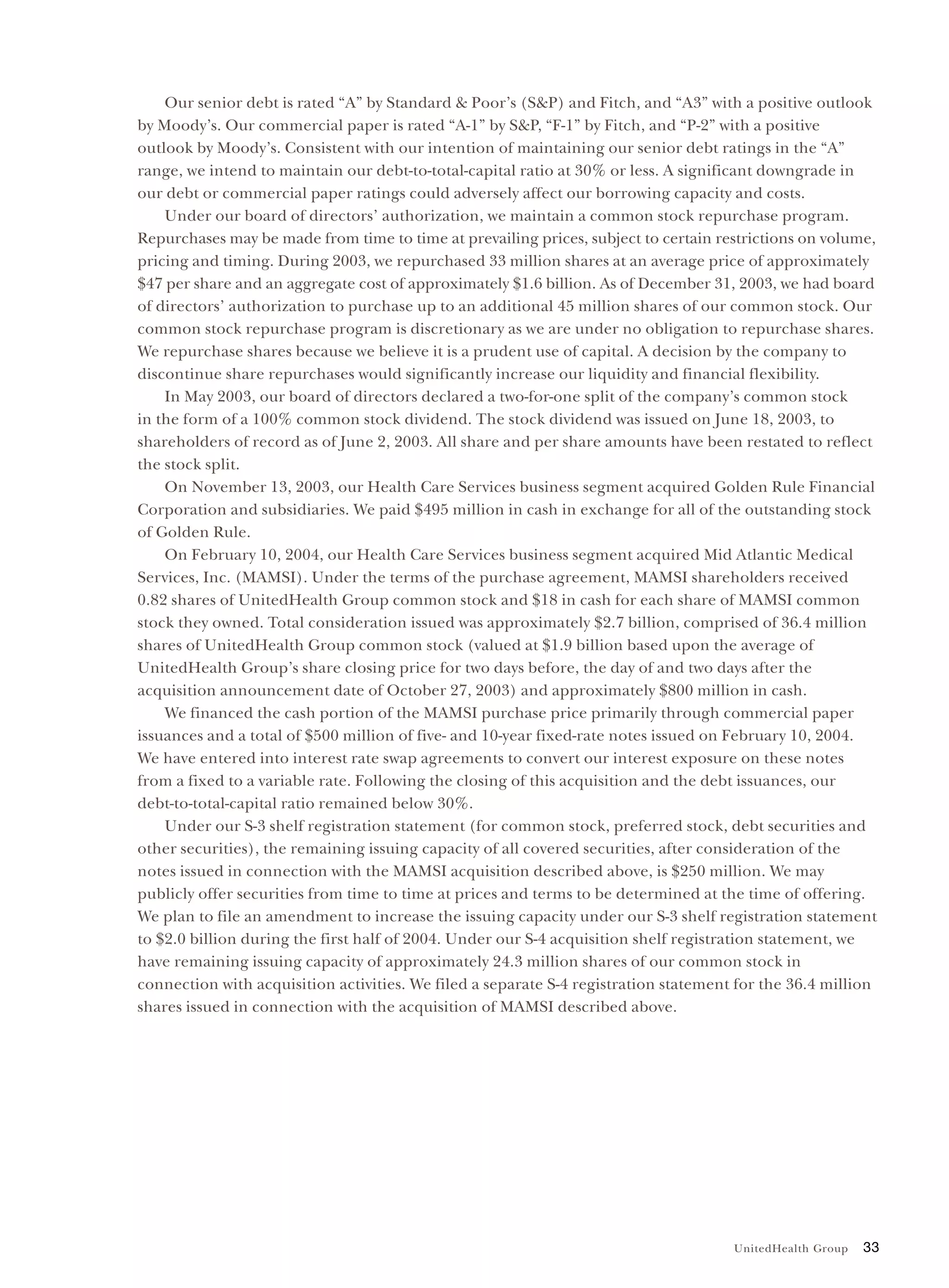 United Health Group UnitedHealth Group Financial Review