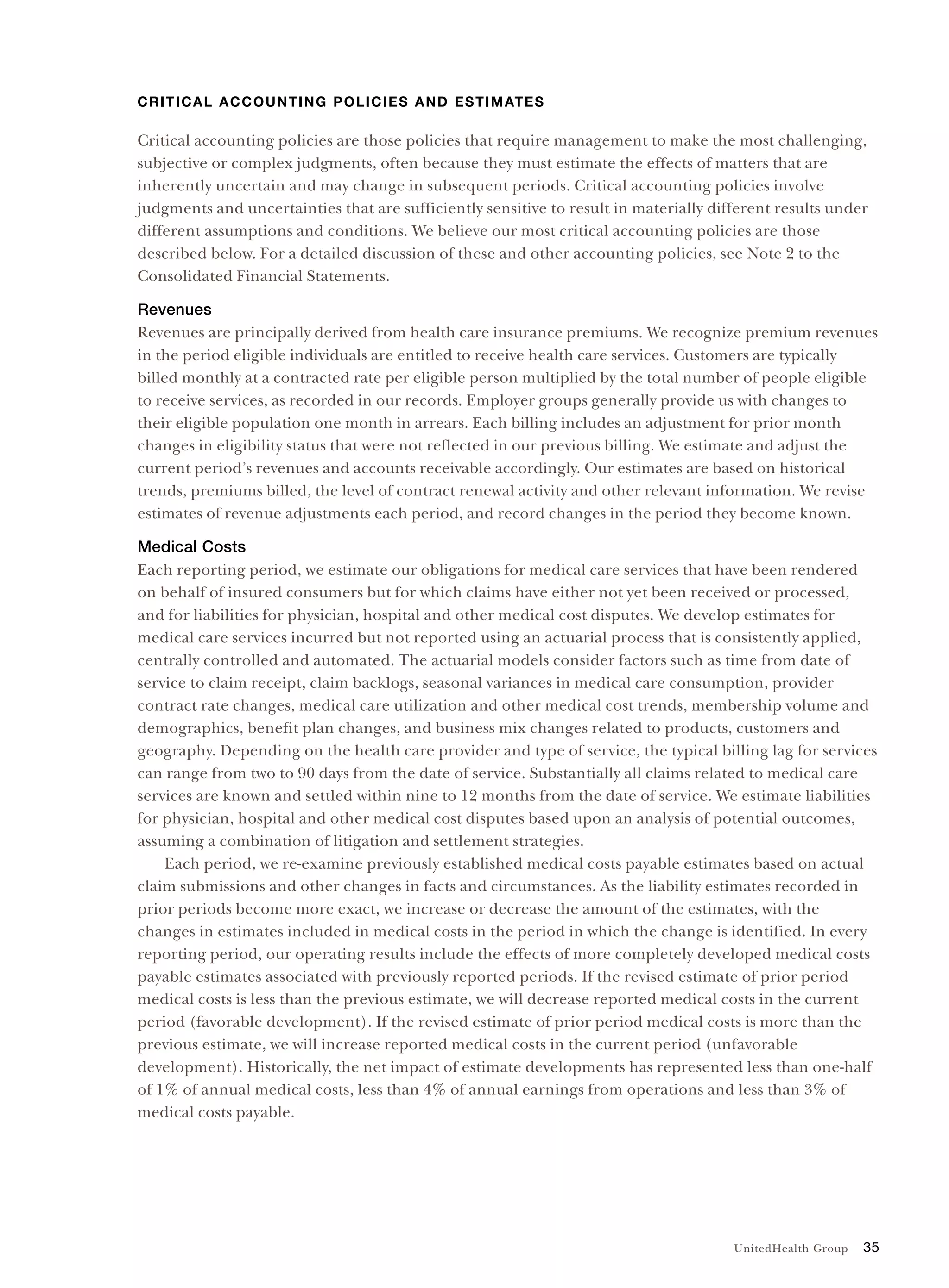 United Health Group UnitedHealth Group Financial Review