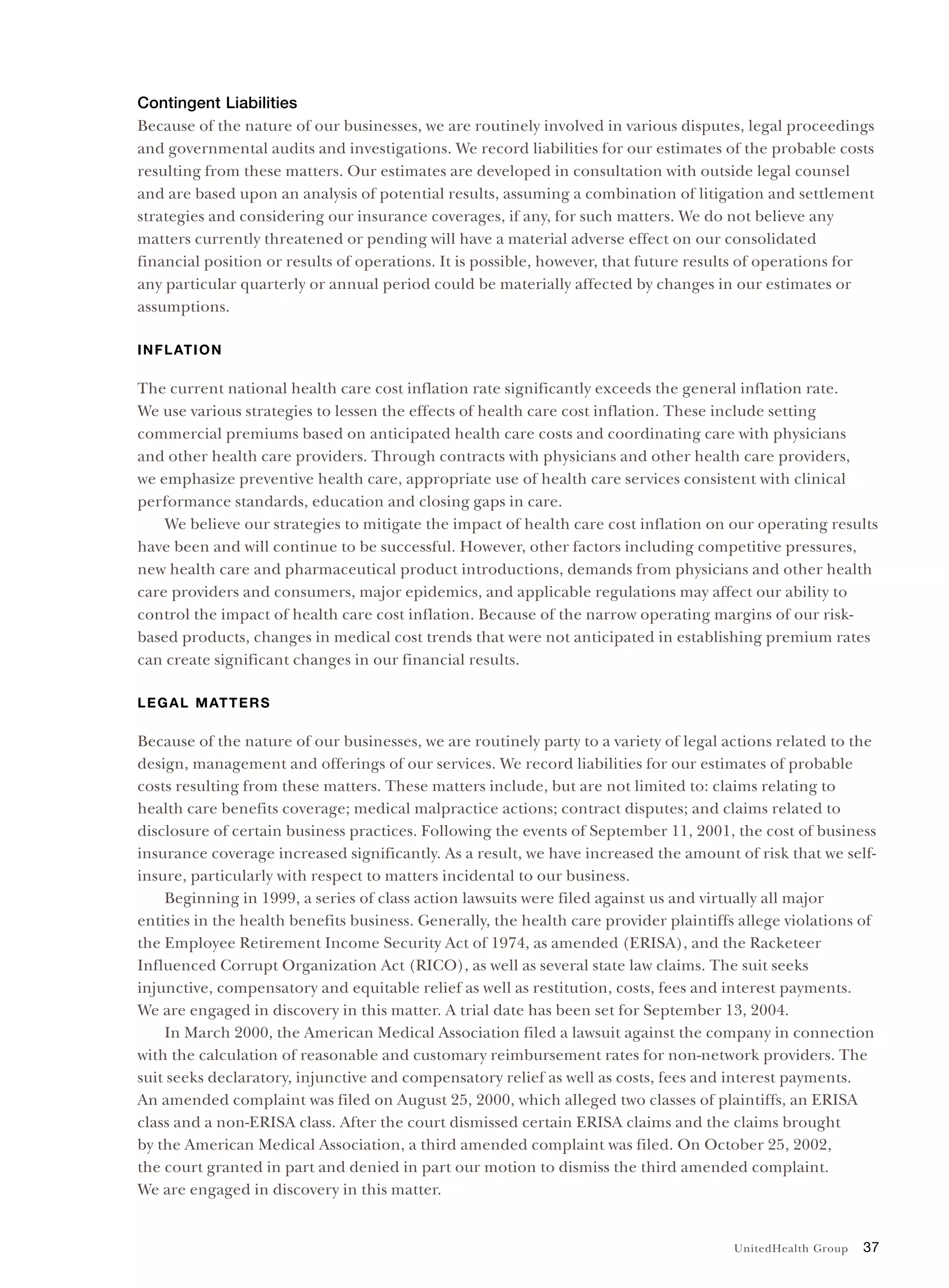 United Health Group UnitedHealth Group Financial Review