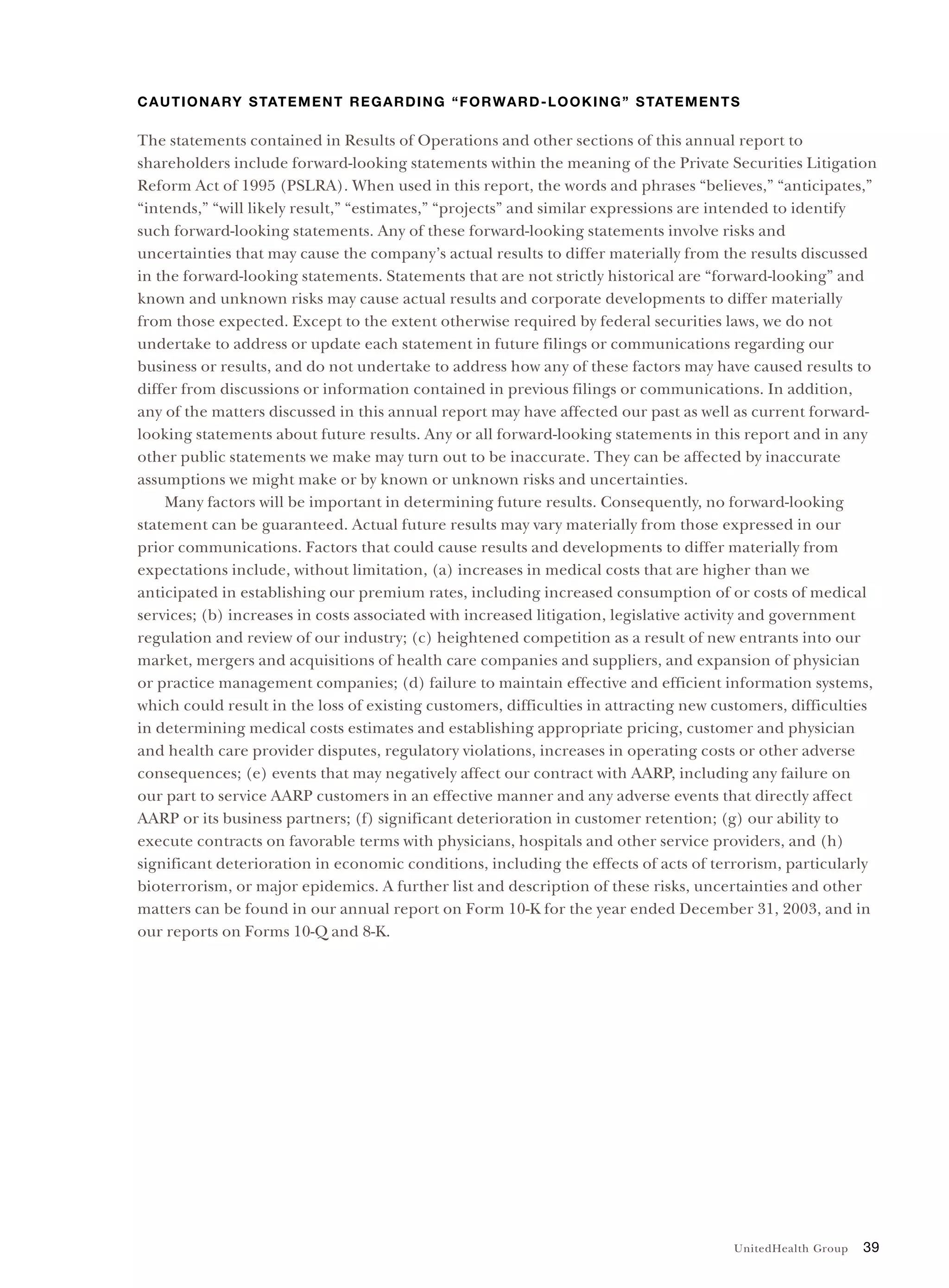 United Health Group UnitedHealth Group Financial Review