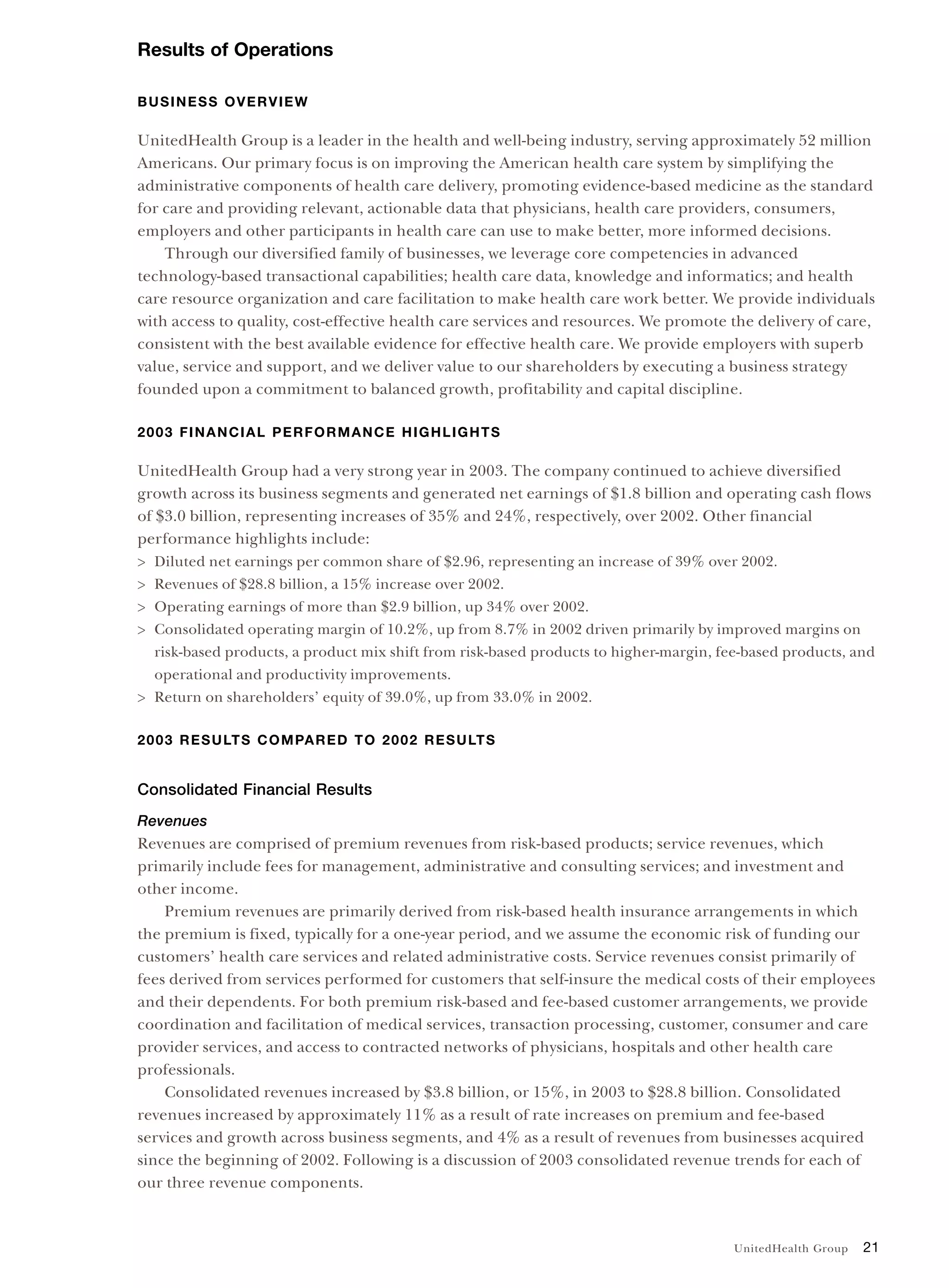 United Health Group UnitedHealth Group Financial Review