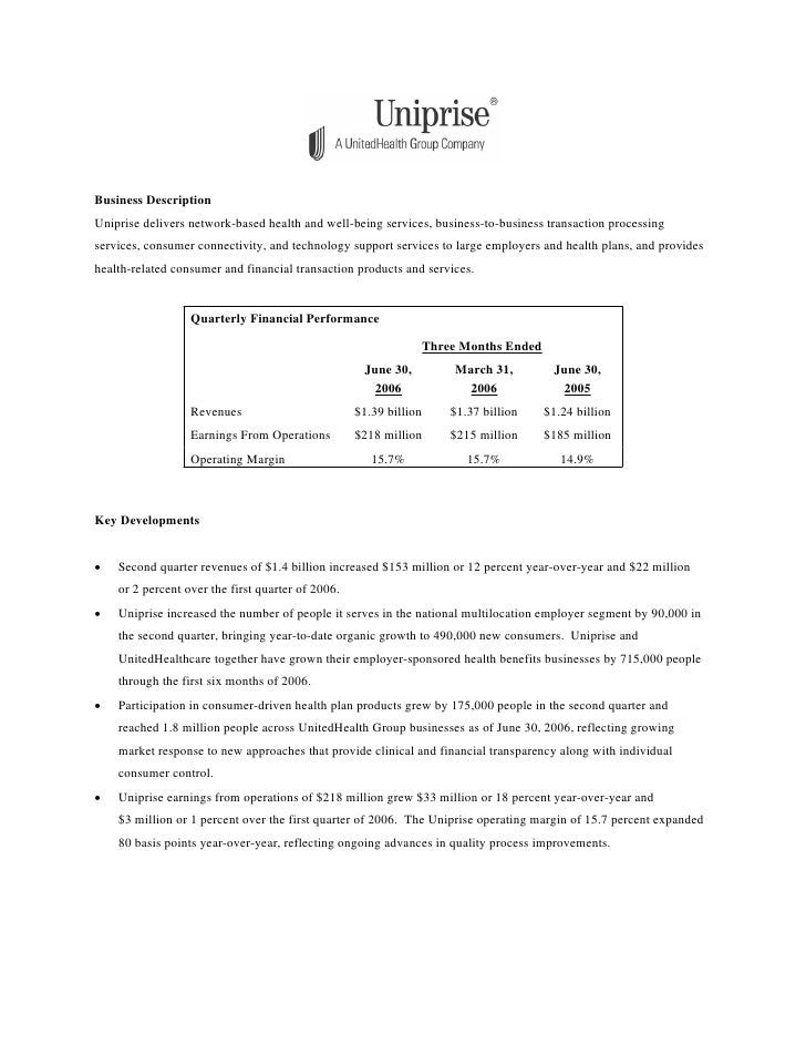 United Health Group [PDF Document] Earnings Release