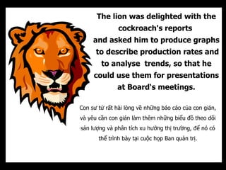 The lion was delighted with the
               cockroach's reports
     and asked him to produce graphs
      to describe ...