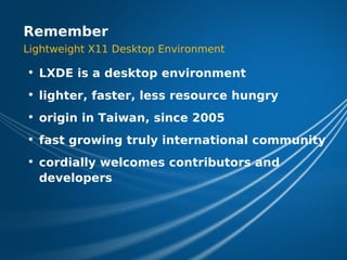 LXDE Presentation at FOSDEM 2009