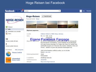 Eigene Facebook Fanpage Hoge Reisen bei Facebook  