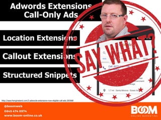 Adwords Extensions
Call-Only Ads
https://unsplash.com/@gabor
Location Extensions
Callout Extensions
Structured Snippets
http://searchengineland.com/3-adwords-extensions-now-eligible-call-ads-283068
 
