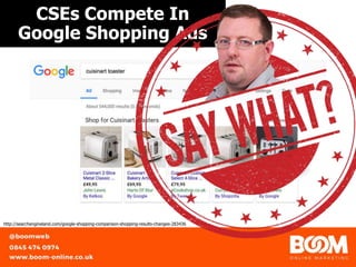 CSEs Compete In
Google Shopping Ads
https://unsplash.com/@gaborhttp://searchengineland.com/google-shopping-comparison-shopping-results-changes-283436
 