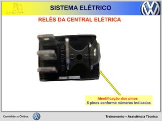Treinamento – Assistência Técnica 
SISTEMA ELÉTRICO 
RELÊS DA CENTRAL ELÉTRICA 
Identificação dos pinos 
5 pinos conforme números indicados  