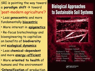 <ul><li>SRI is pointing the way toward a  paradigm shift     toward  ‘post-modern agriculture’? </li></ul><ul><li>Less  g...