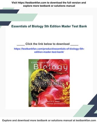 Essentials of Biology 5th Edition Mader Test Bank | PDF