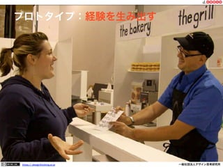 プロトタイプ：経験を生み出す

https:// designthinking.or.jp  

   

 

一般社団法人デザイン思考研究所

 