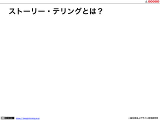 ストーリー・テリングとは？

https:// designthinking.or.jp  

   

 

一般社団法人デザイン思考研究所

 