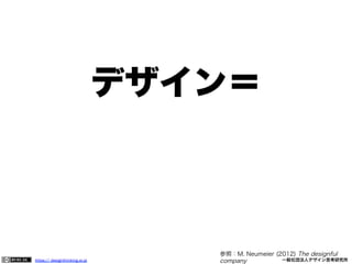 デザイン＝

変化
https:// designthinking.or.jp  

   

 

参照：M. Neumeier (2012) The designful
一般社団法人デザイン思考研究所
company

 
